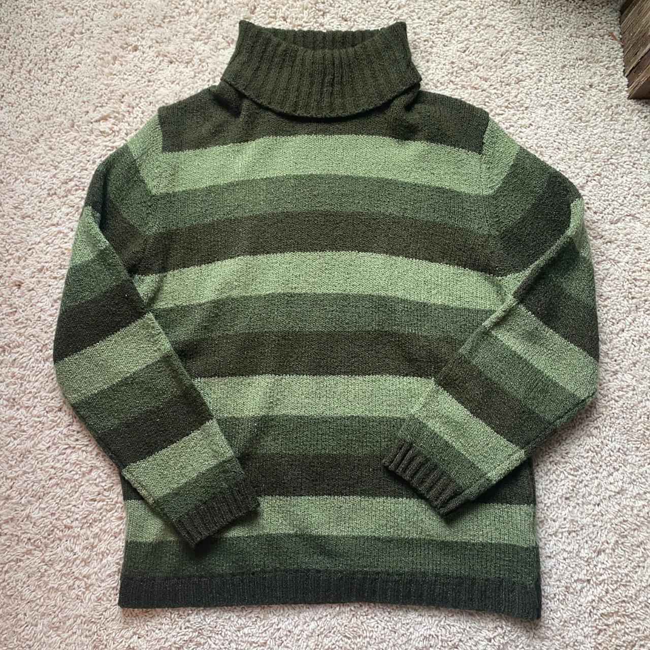 Carolyn Taylor Essentials Striped Green Turtleneck... - Depop