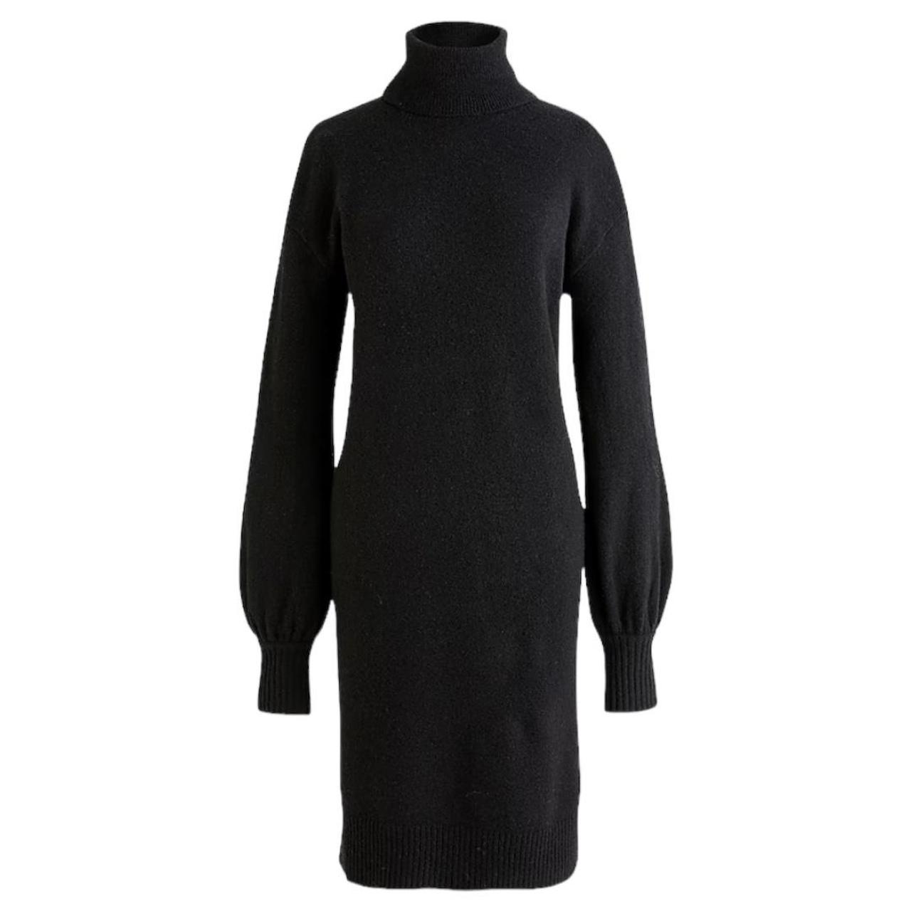 J.Crew Black Puff-Sleeve Turtleneck Sweater-Dress - Size sale Large