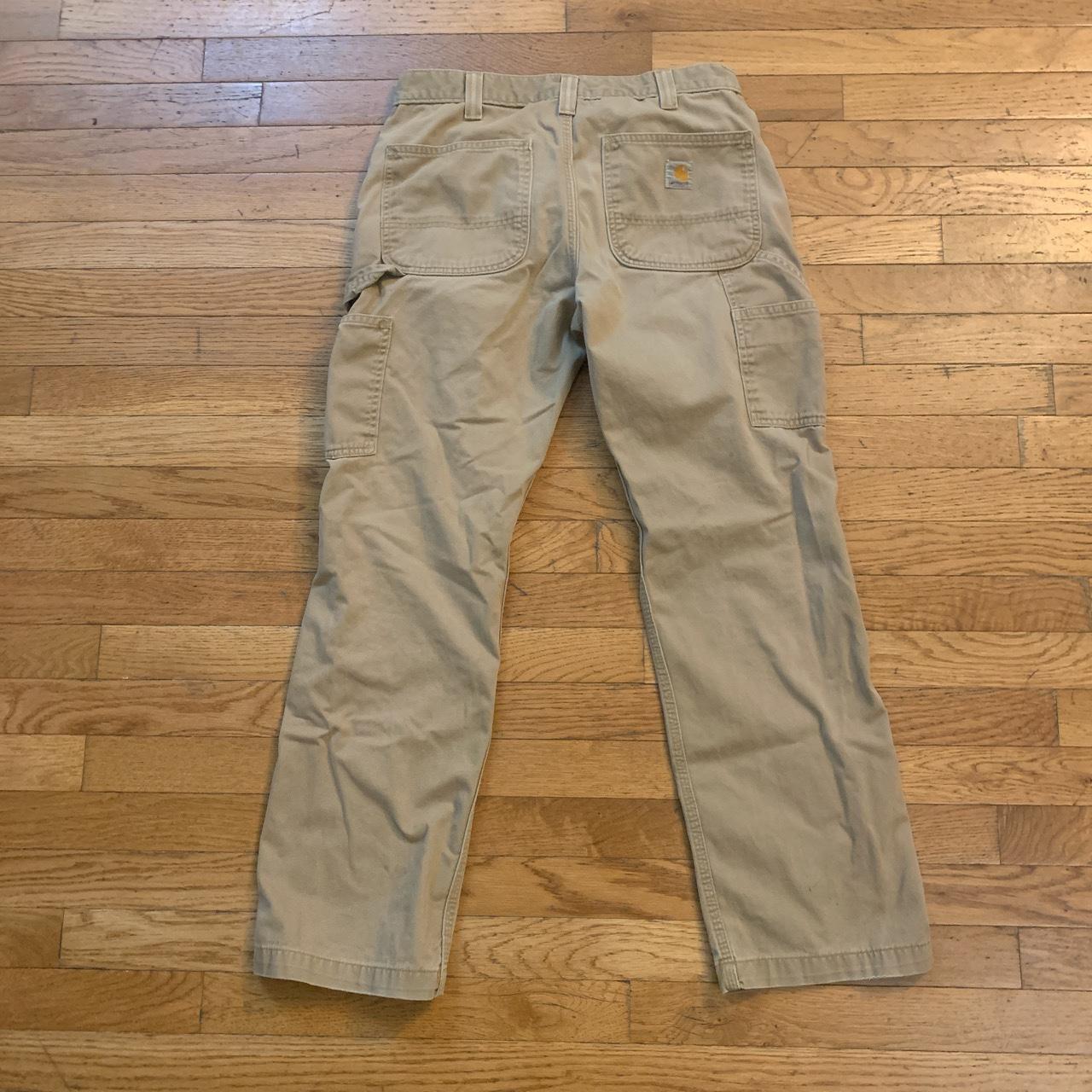 Vintage carhartt carpenter pants khaki colored size... - Depop