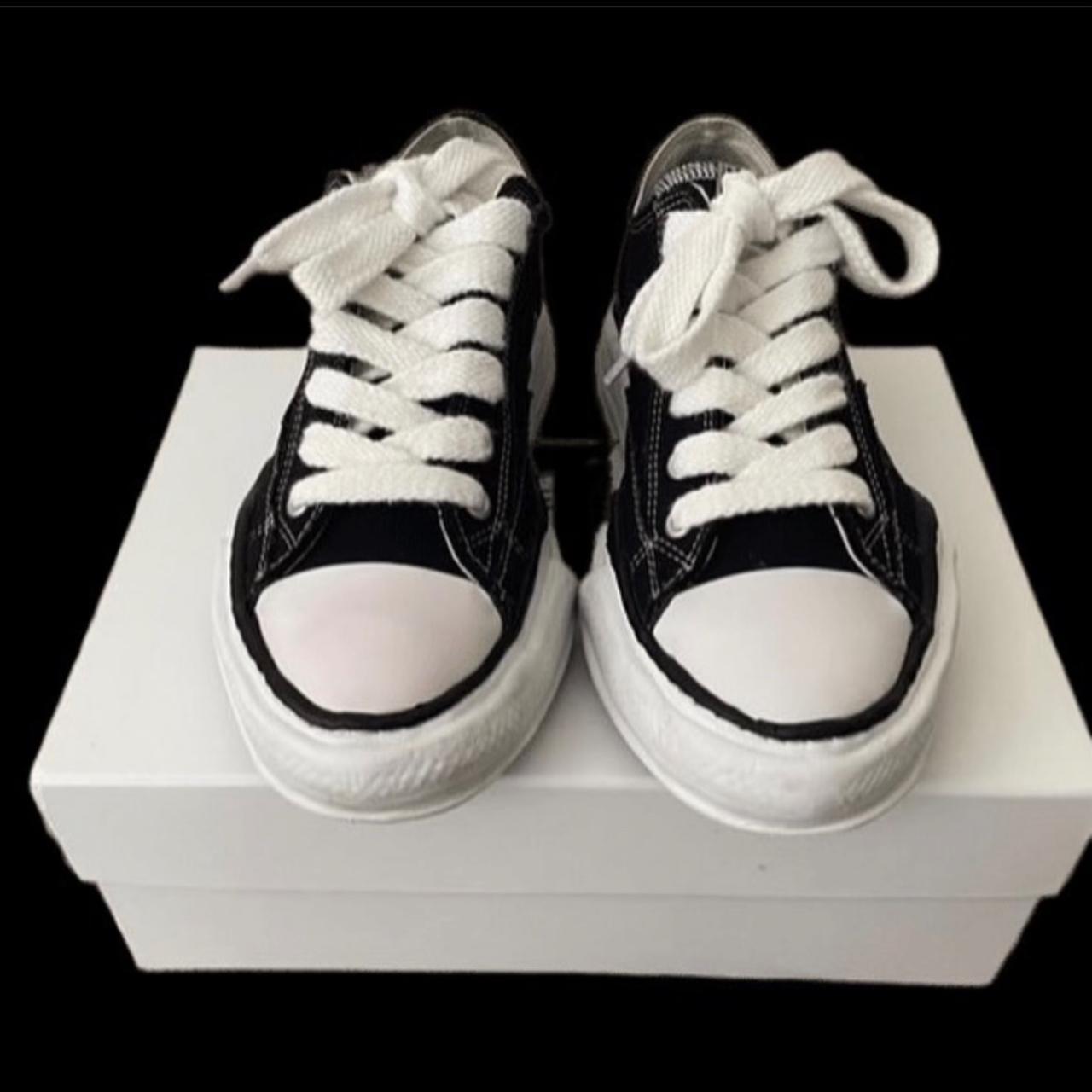 Maison Mihara Yasuhiro Men's White and Black Trainers Depop