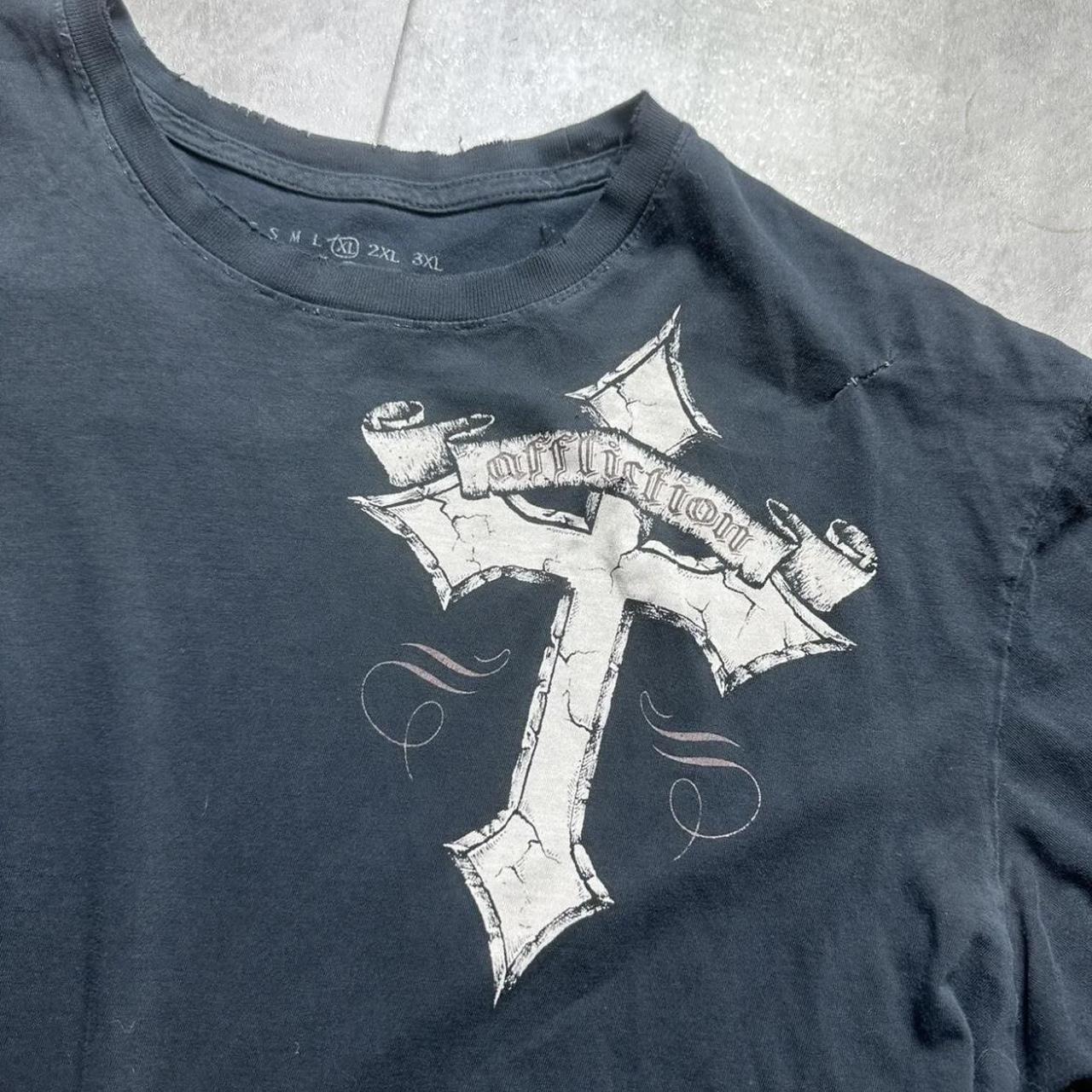 Rare affliction shirt with sick distressing size... - Depop