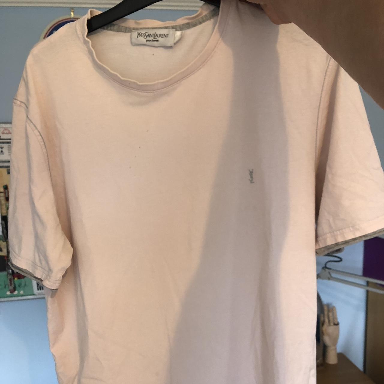 Authentic Vintage YSL/Yves Saint Laurent Grey Polo Shirt with Pink