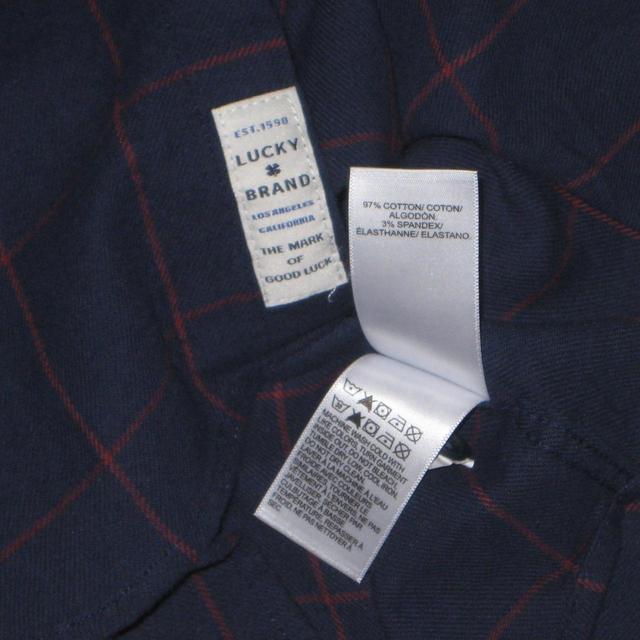 NWT Lucky Brand Plaid Flannel Button Shirt Mens Navy - Depop