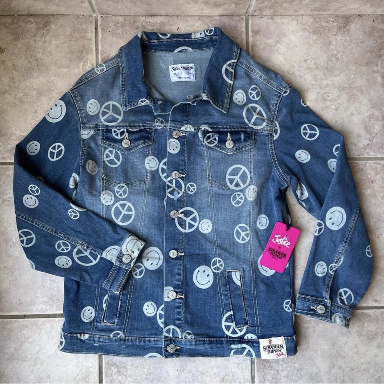 Stranger Things X Justice Girls Jean Jacket Peace Depop