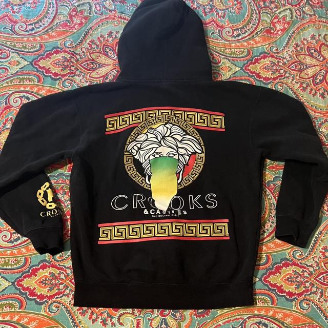 Crooks and castles sale black and gold hoodie