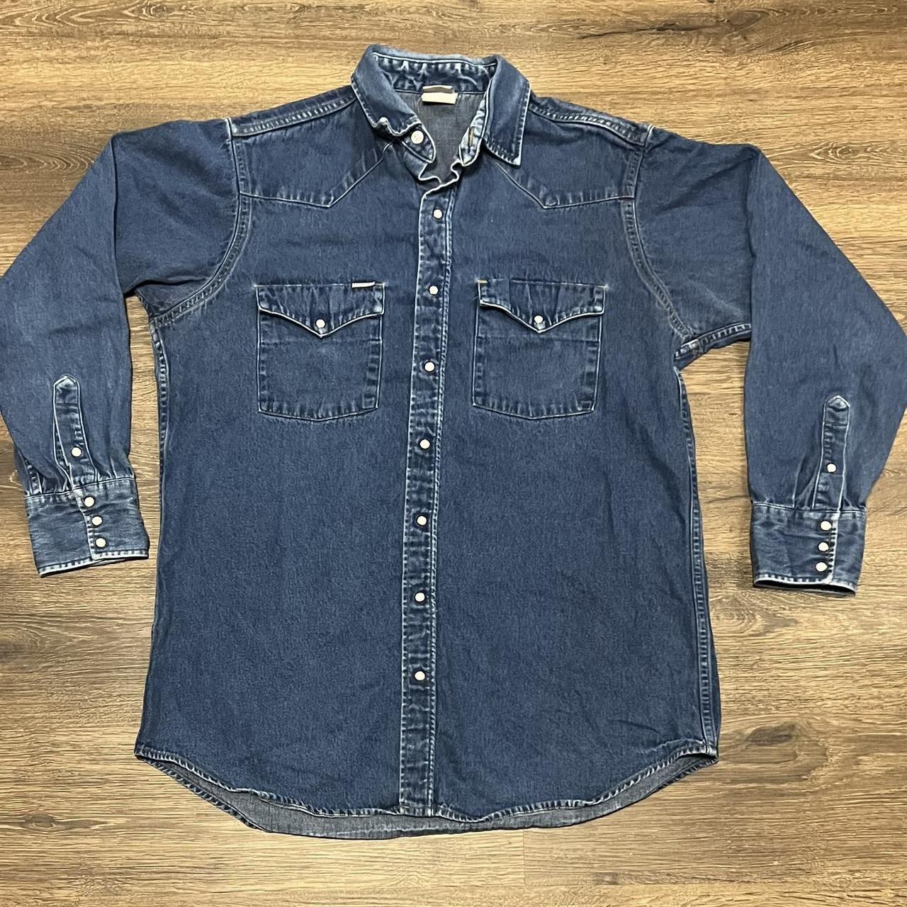 VTG Carhartt Denim Western Shirt With Pearl