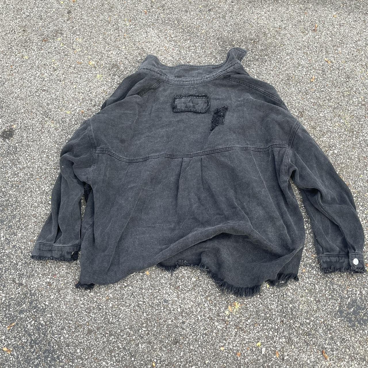 Black Ripped Denim Jacket Depop