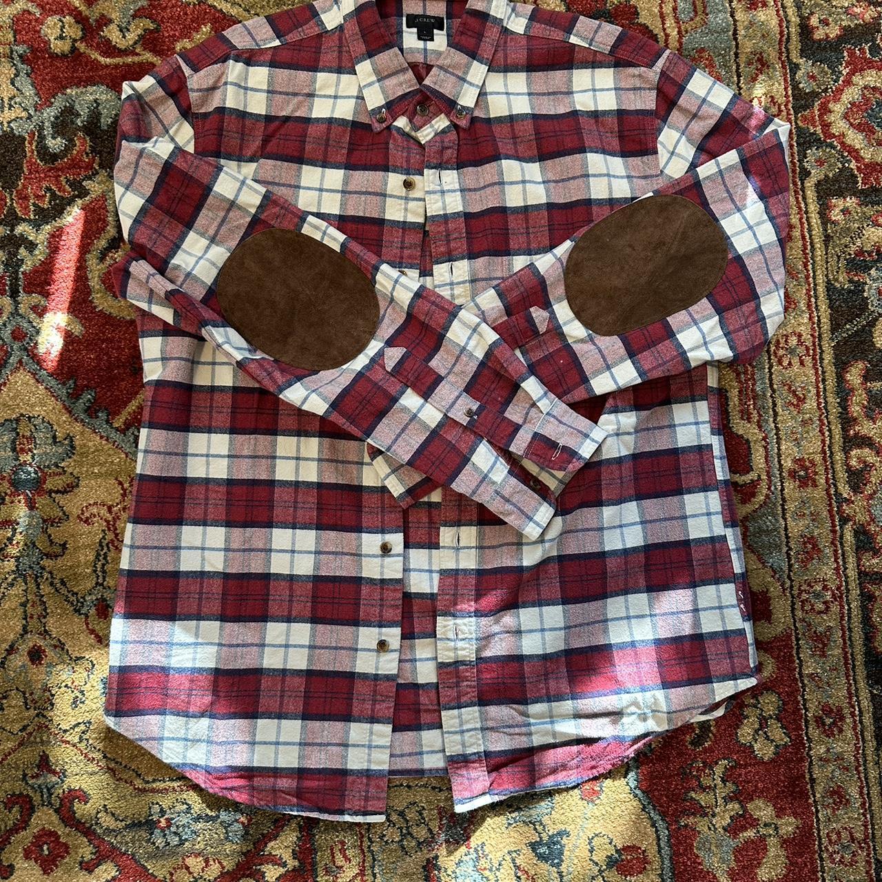 J Crew elbow patch flannel shirt size large Depop