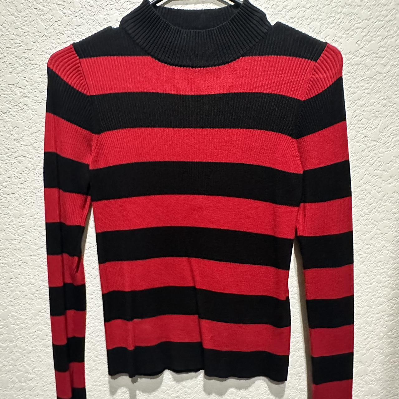 Striped black and red sweater - Depop