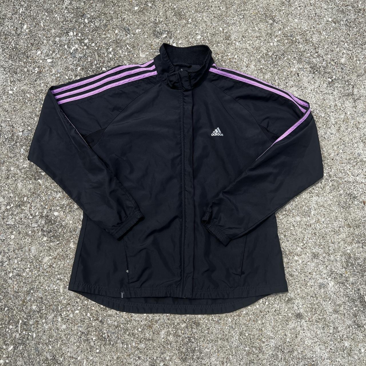 Y2k Nylon Adidas Track Jacket Black Purple. Depop