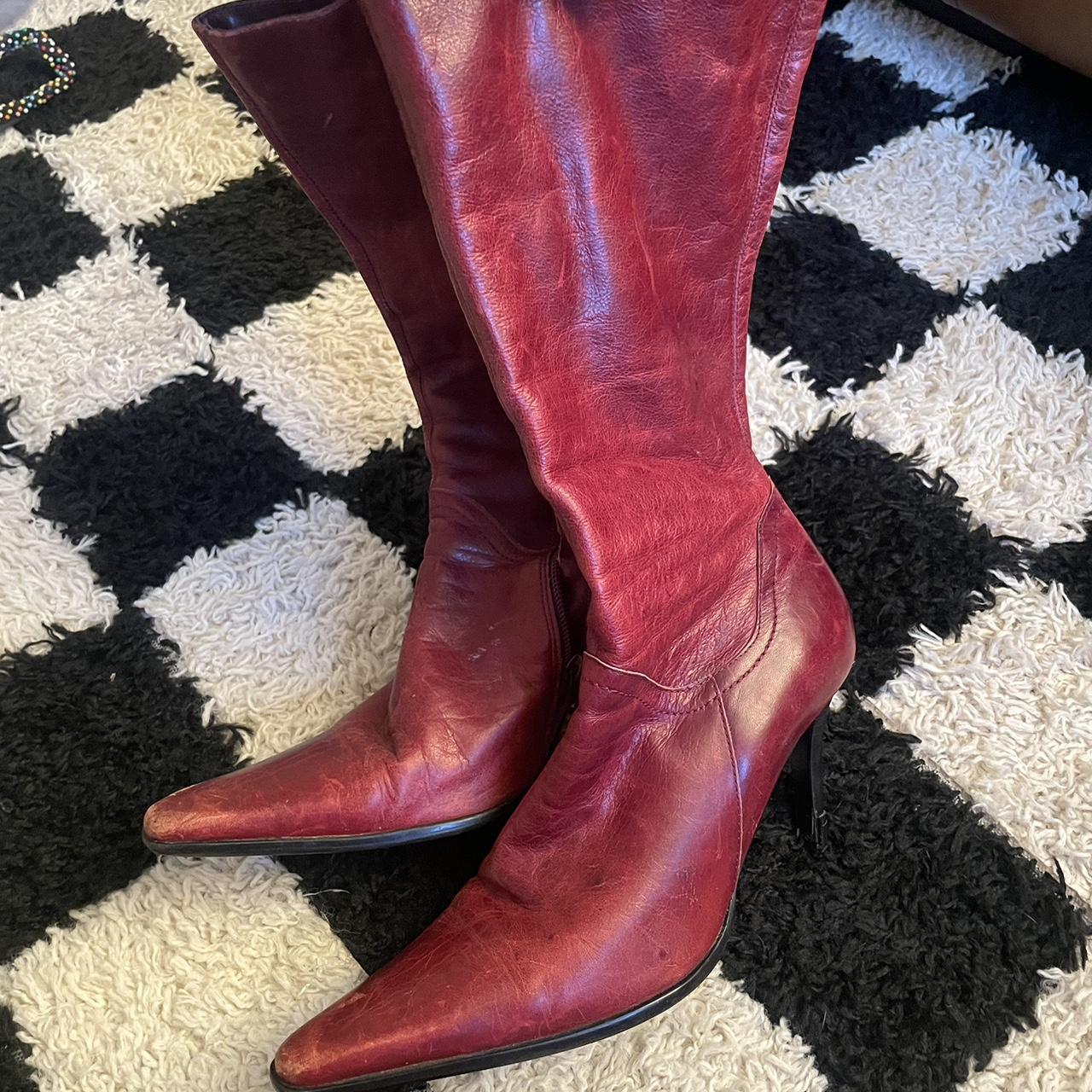 Vintage genuine red leather and made for walkin’,... - Depop