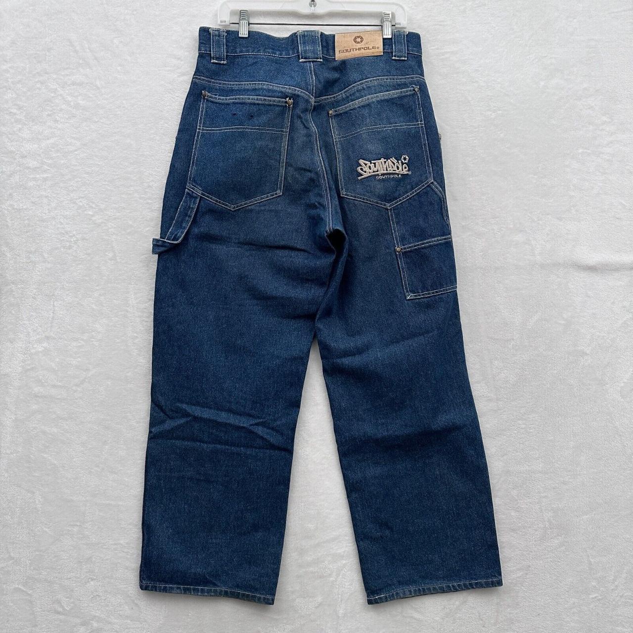 Vintage Y2K Southpole Baggy Jean Shorts Big Print Logo Streetwear Sz 18  (29”)