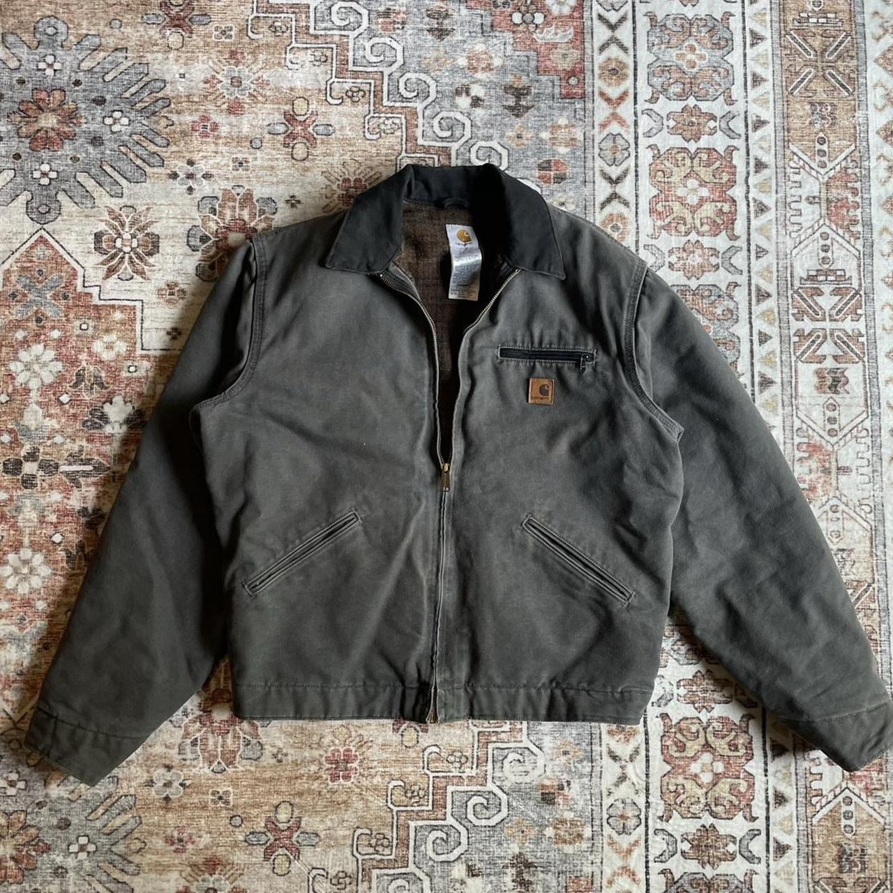 Vintage Grey Carhartt Detroit Jacket Vtg Carhartt - Depop