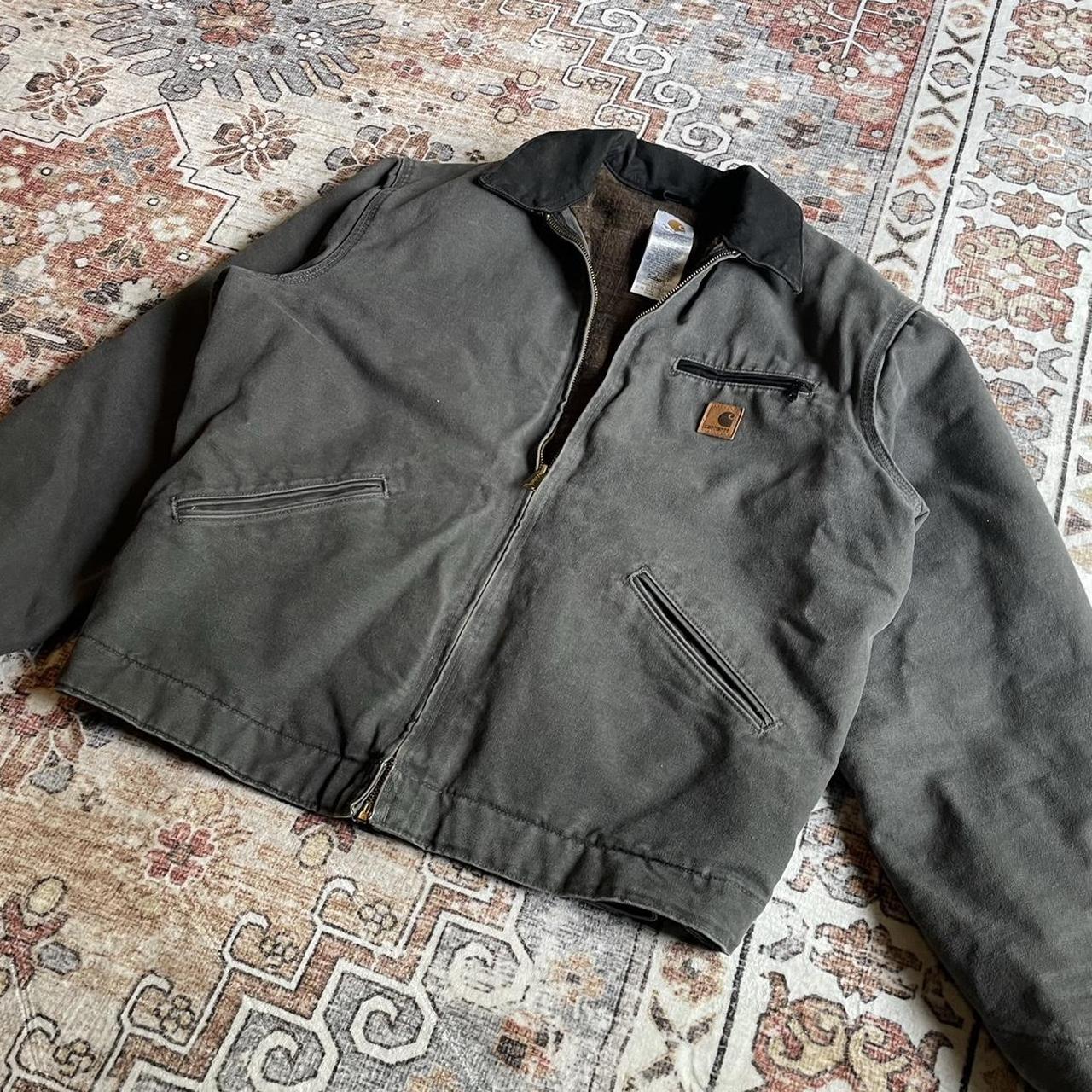 Vintage Grey Carhartt Detroit Jacket Vtg Carhartt - Depop