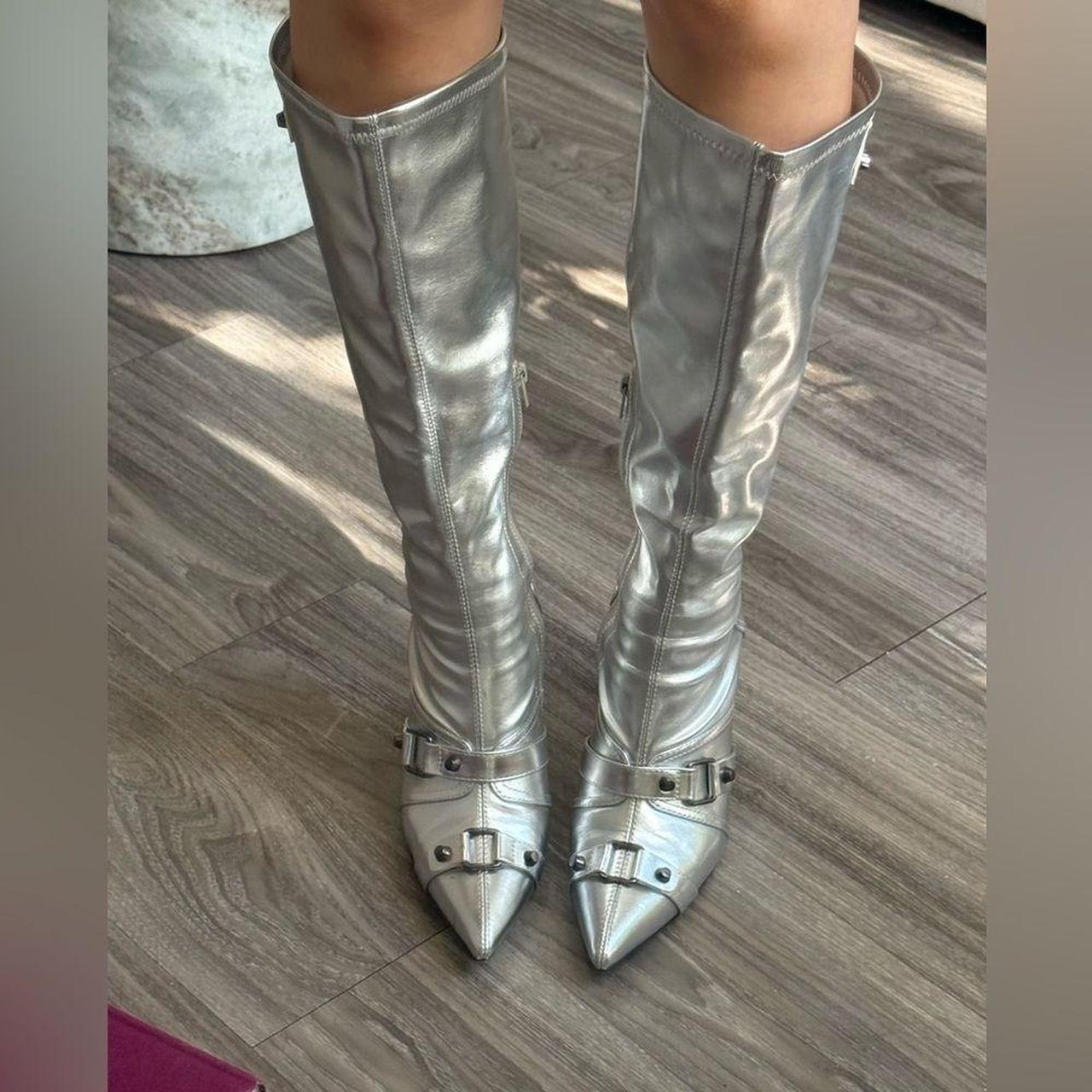 Source Unknown Women's Knee high Boots - Silver -… - image 1