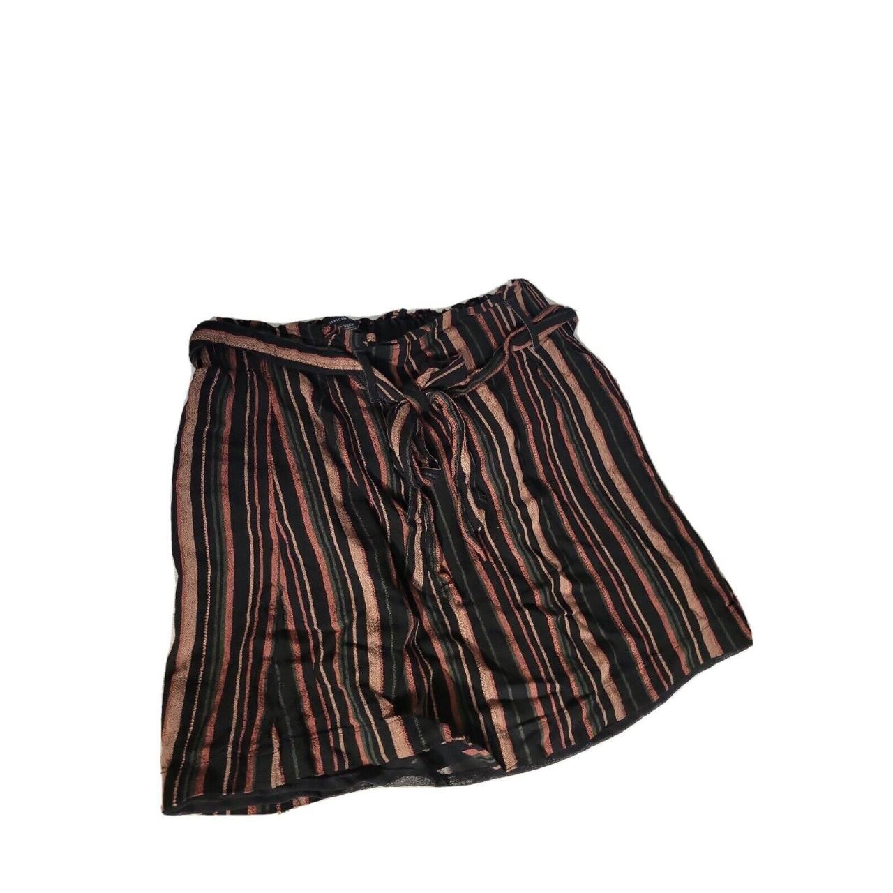 American Eagle Paper Bag Skirt Black Striped Pull On...