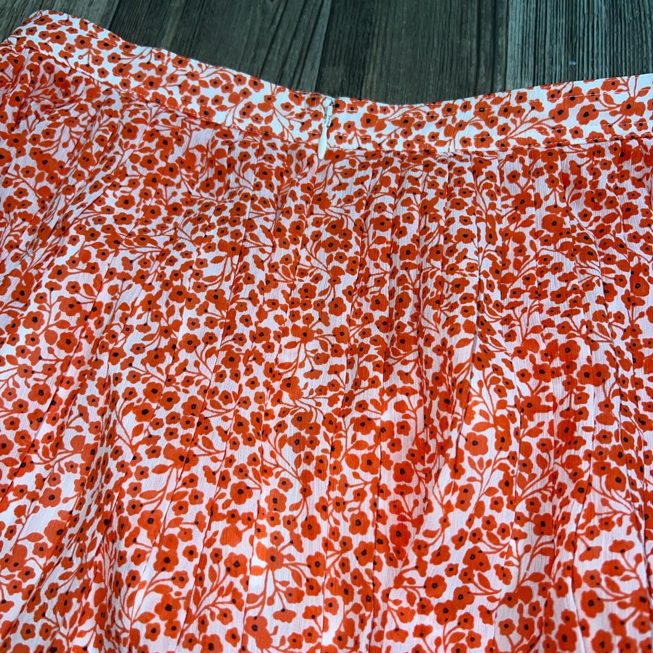 J.Crew Women's Orange and White Skirt Depop