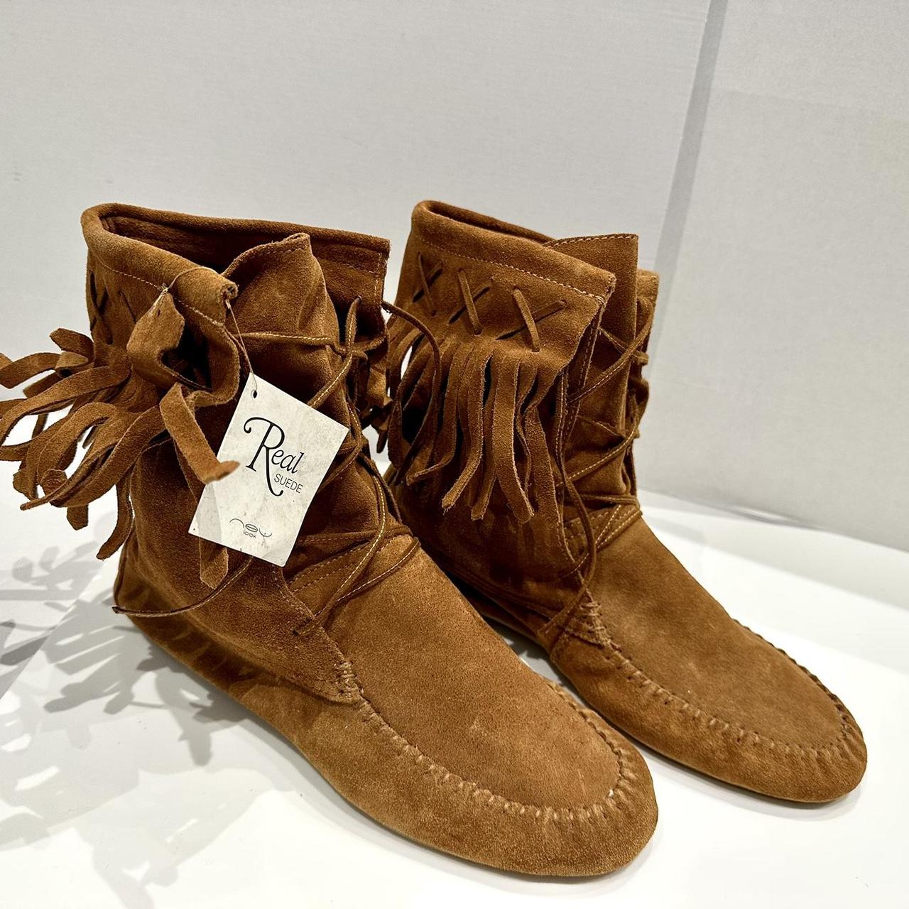 New Look Suede Genuine Leather Saddle Tan/Hazelnut... Depop