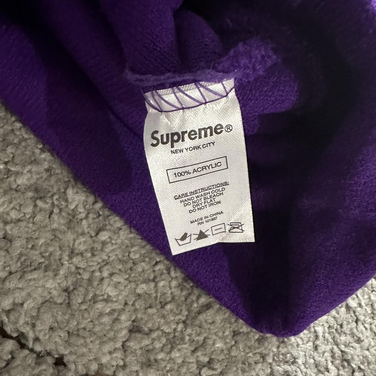 Supreme holographic logo beanie hat. Looks red on - Depop