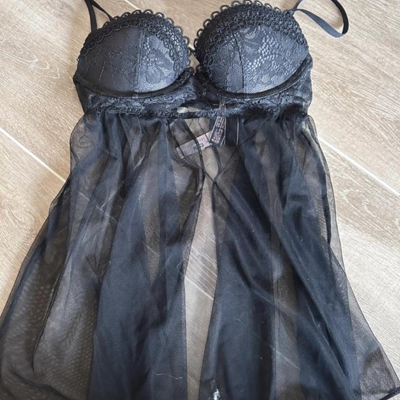 Victoria’s Secret lace black babydoll sexy lingerie 32C - Depop