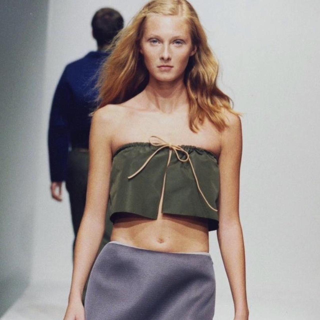 Iconic Miu Miu 1999 runway technical green nylon top | Depop