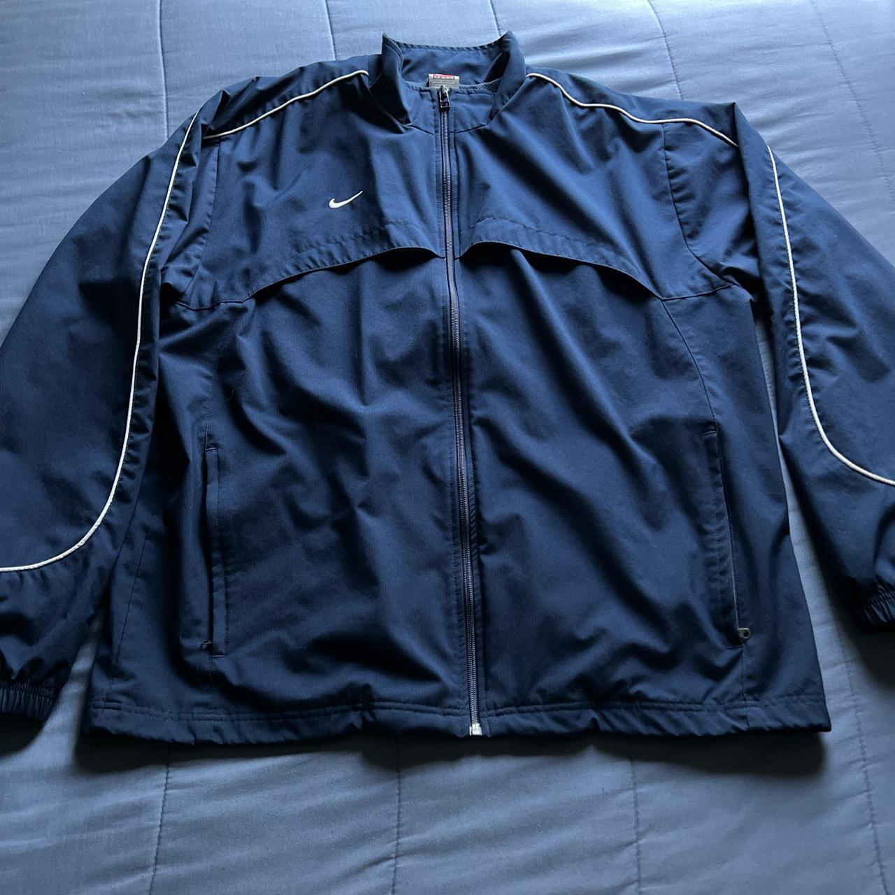 Vintage Nike Zip-Up Windbreaker Jacket Navy... - Depop