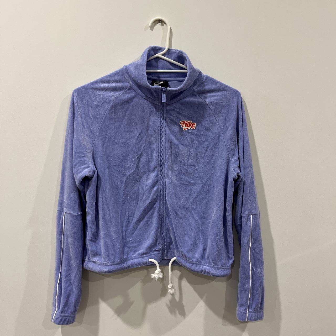 Nike crop retro terry towelling track jacket in purple sale