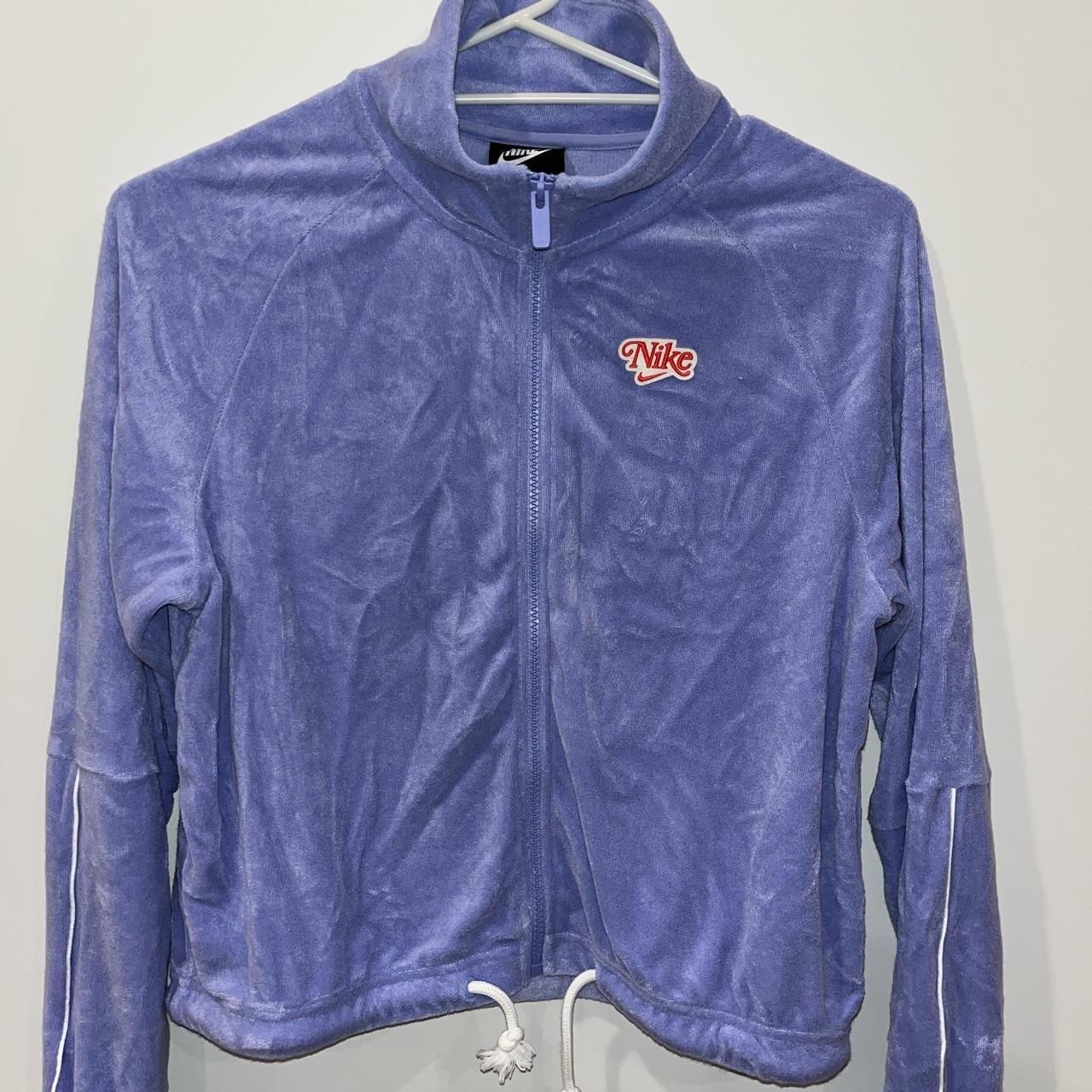 Nike crop retro terry towelling track jacket in purple sale