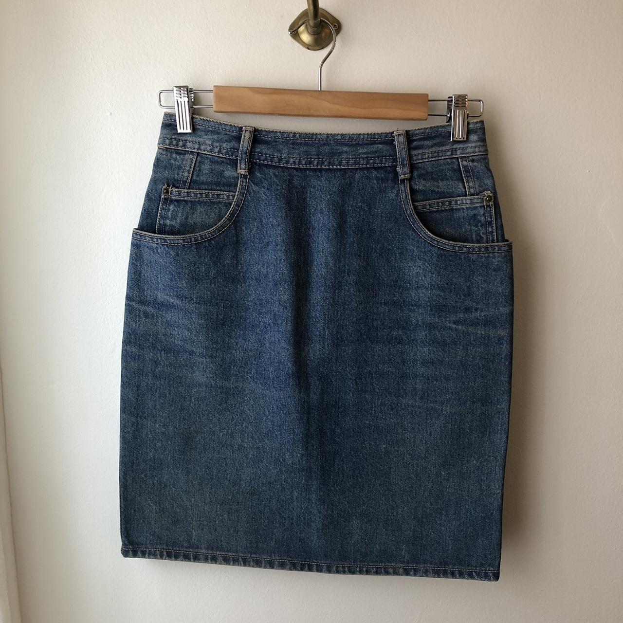 Vintage 90s ESPRIT Denim Mini Skirt w/ Back Zipper &... - Depop