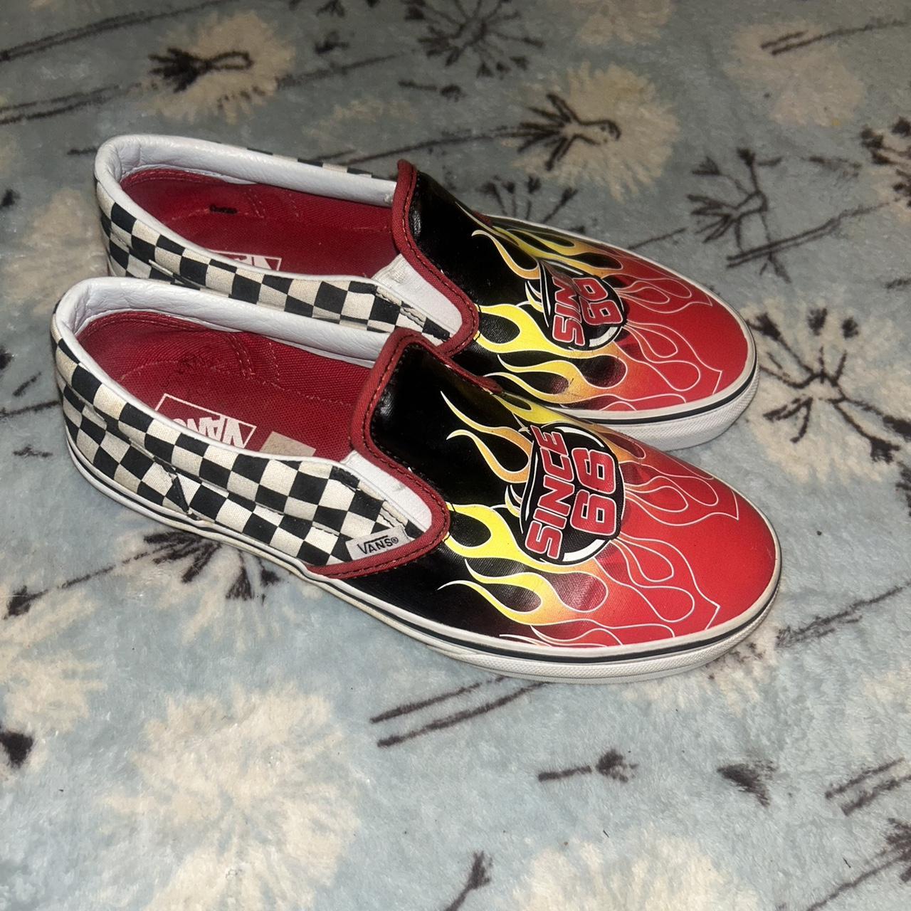 Checkered flame vans best sale