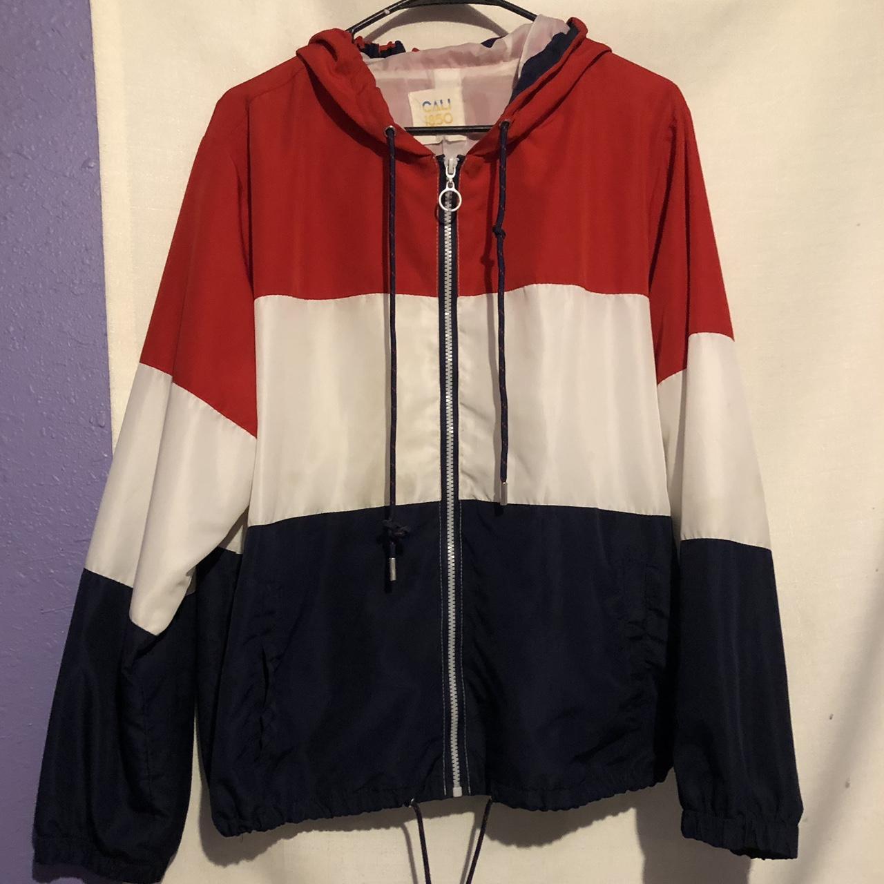 Red, White, & Blue wind Breaker Jacket #wind... - Depop