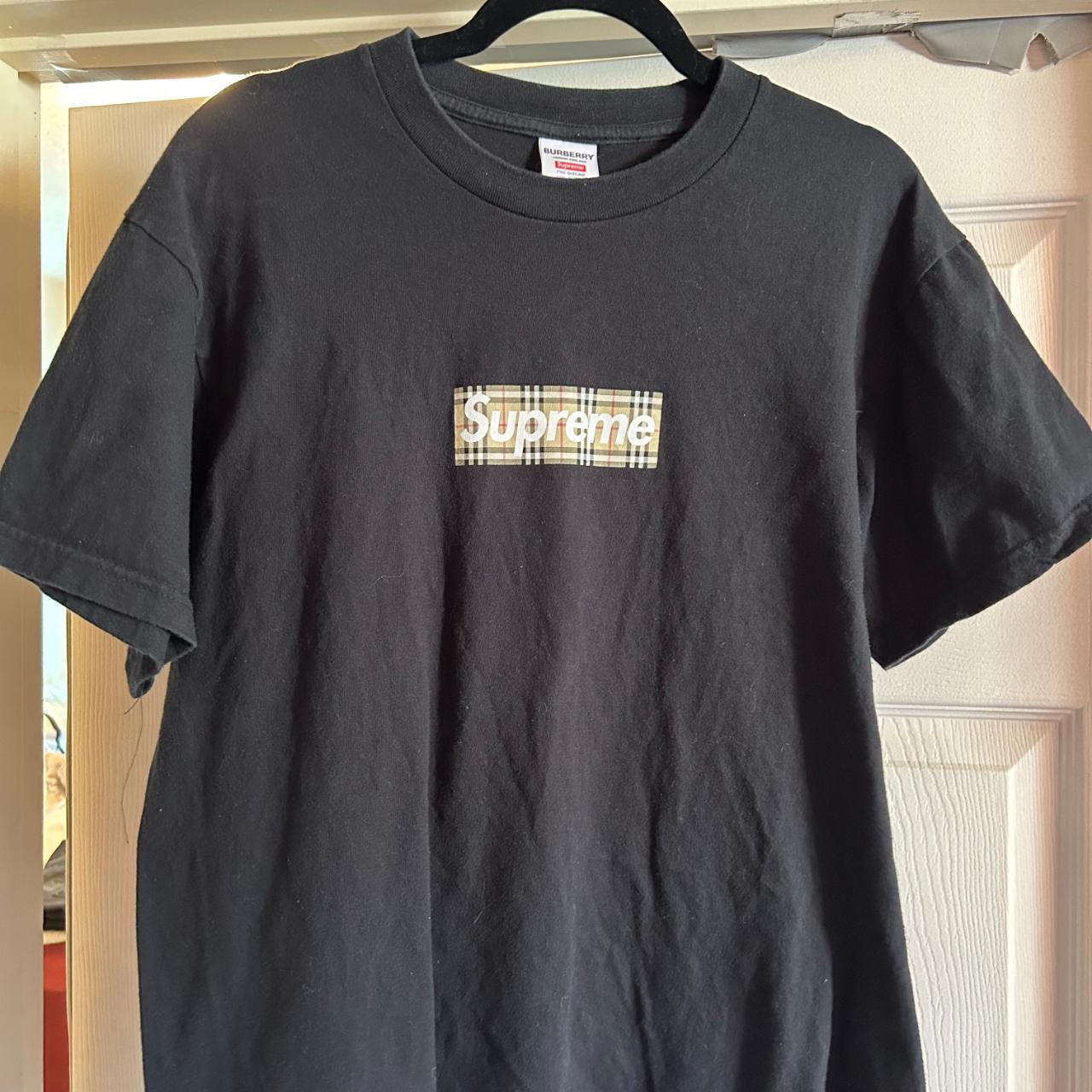 Supreme Burberry Box Logo TEE size Medium. 9/10... - Depop