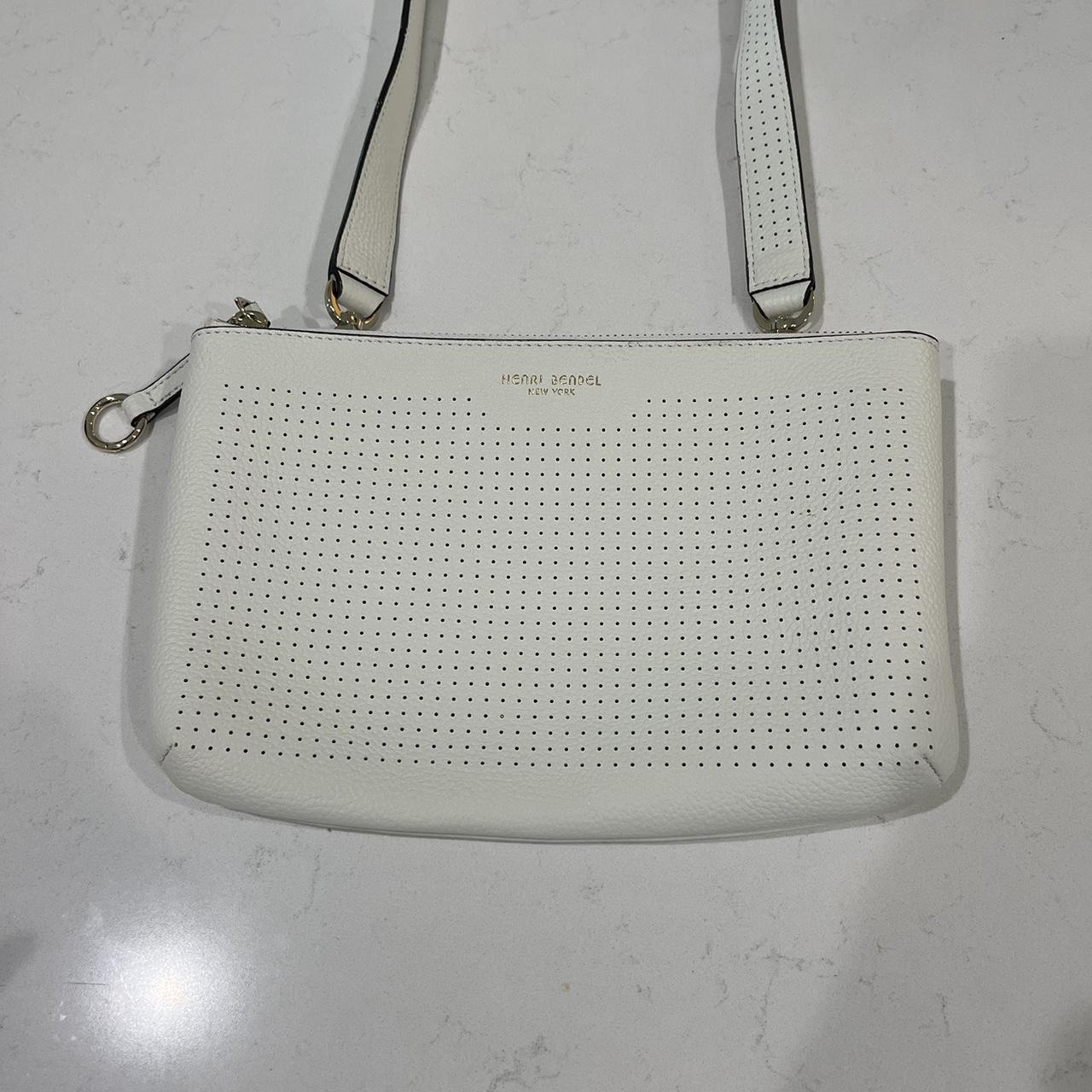 Henri Bendel outlets White Leather Doctors metal frame handBag Purse