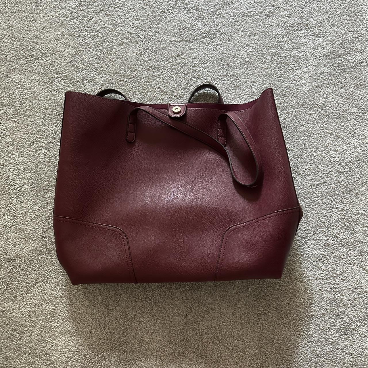 Red leather tote bag - Depop