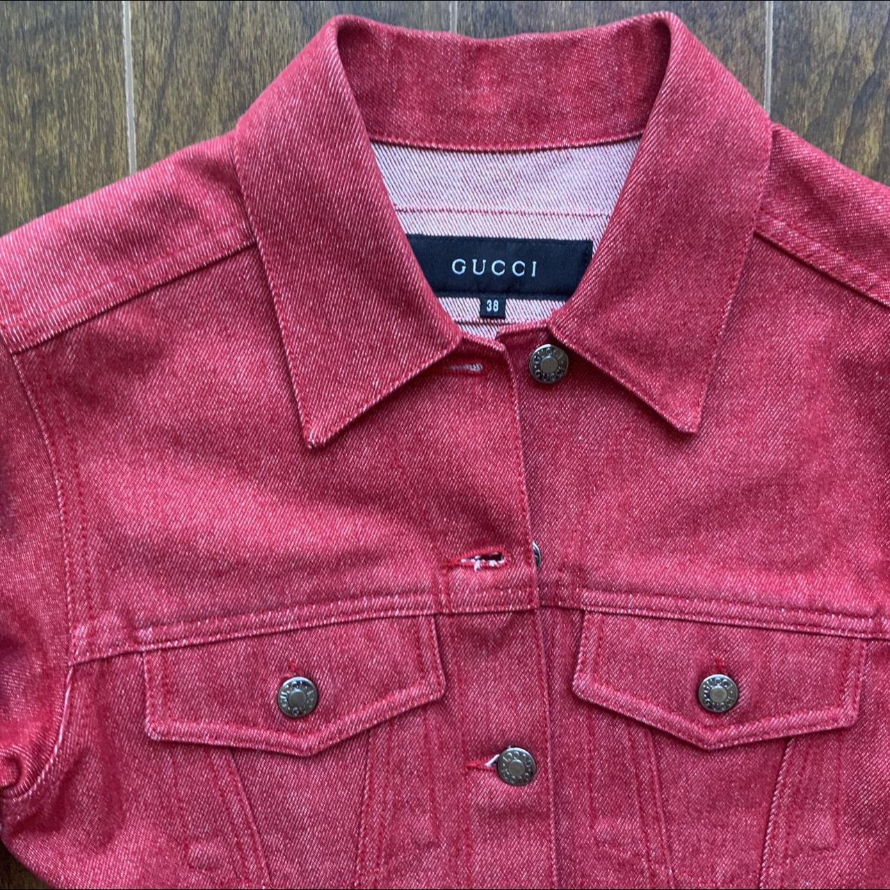 Vintage Red Womens Gucci Jean Jacket , #gucci #jean