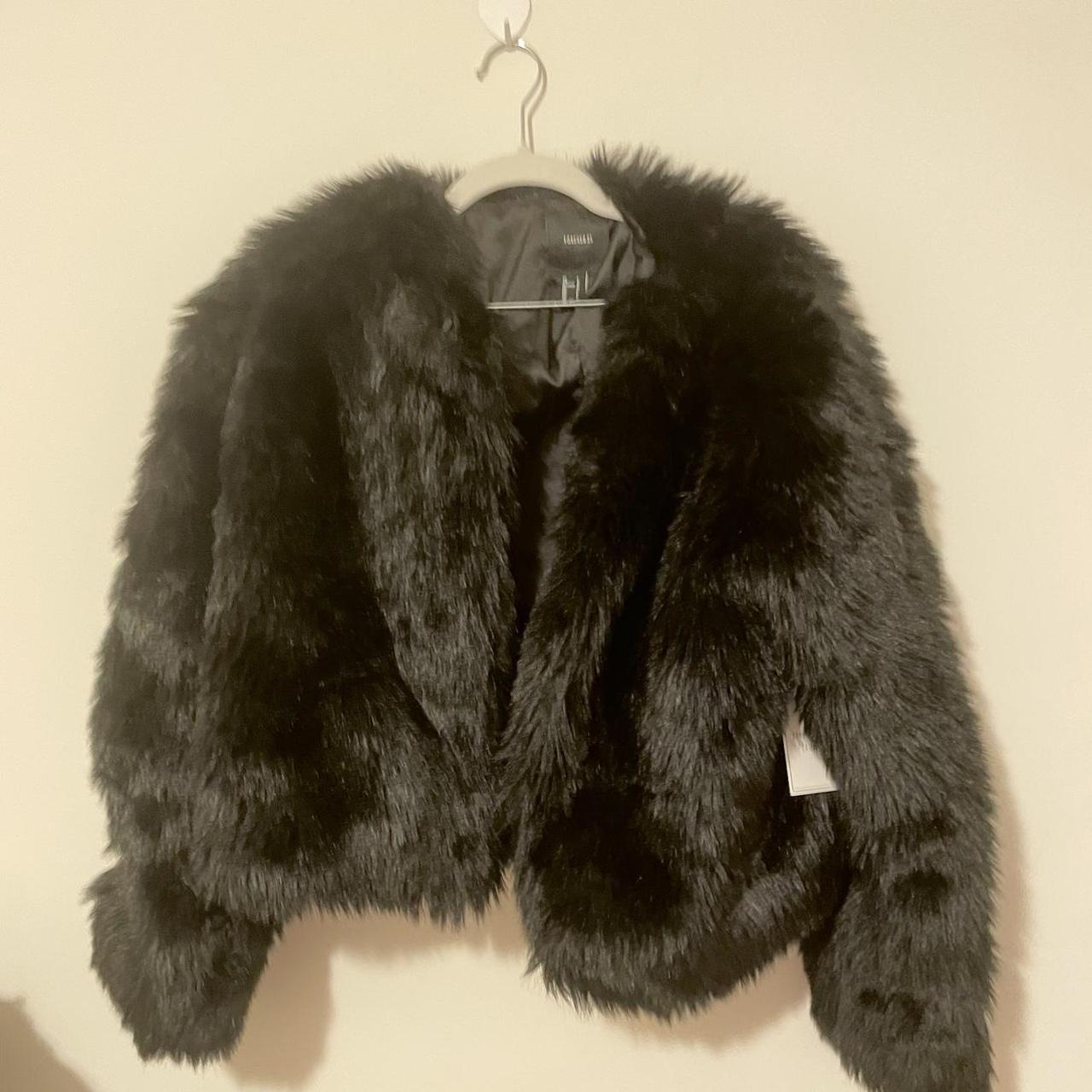 Forever 21 black fur coat in size large #gyaru... - Depop