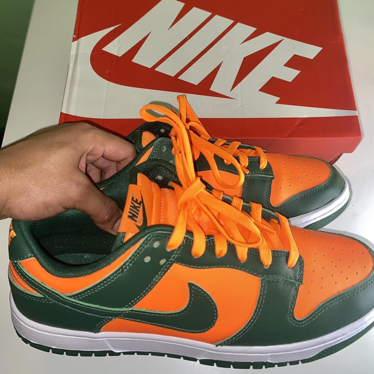 Nike Men's Orange and Green Trainers | Depop