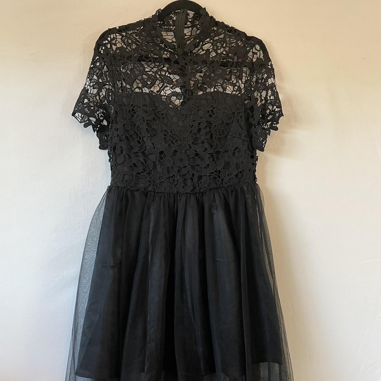 Unique Lace and Tulle dress. Contrast lace mesh... - Depop