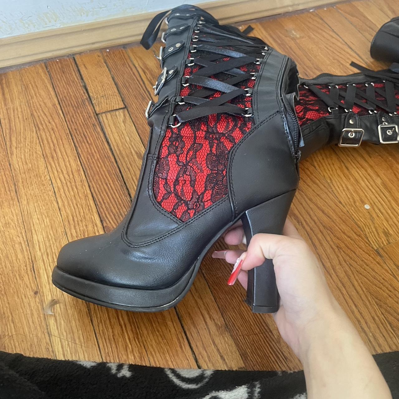 Leather Boots Demonia Crypto 16 Demonia Crypto-106 Corseted Platform Boots  Sale OtherWorld Shoes