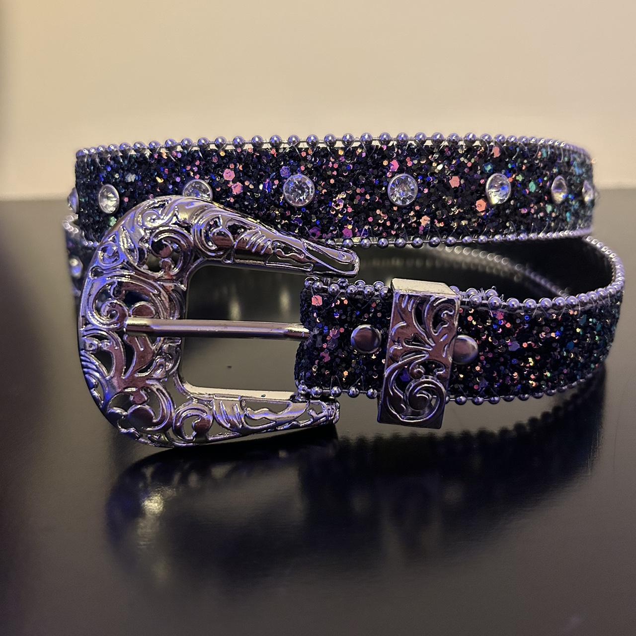 Y2k purple bb belt/ bb Simon belt size 30-36... - Depop