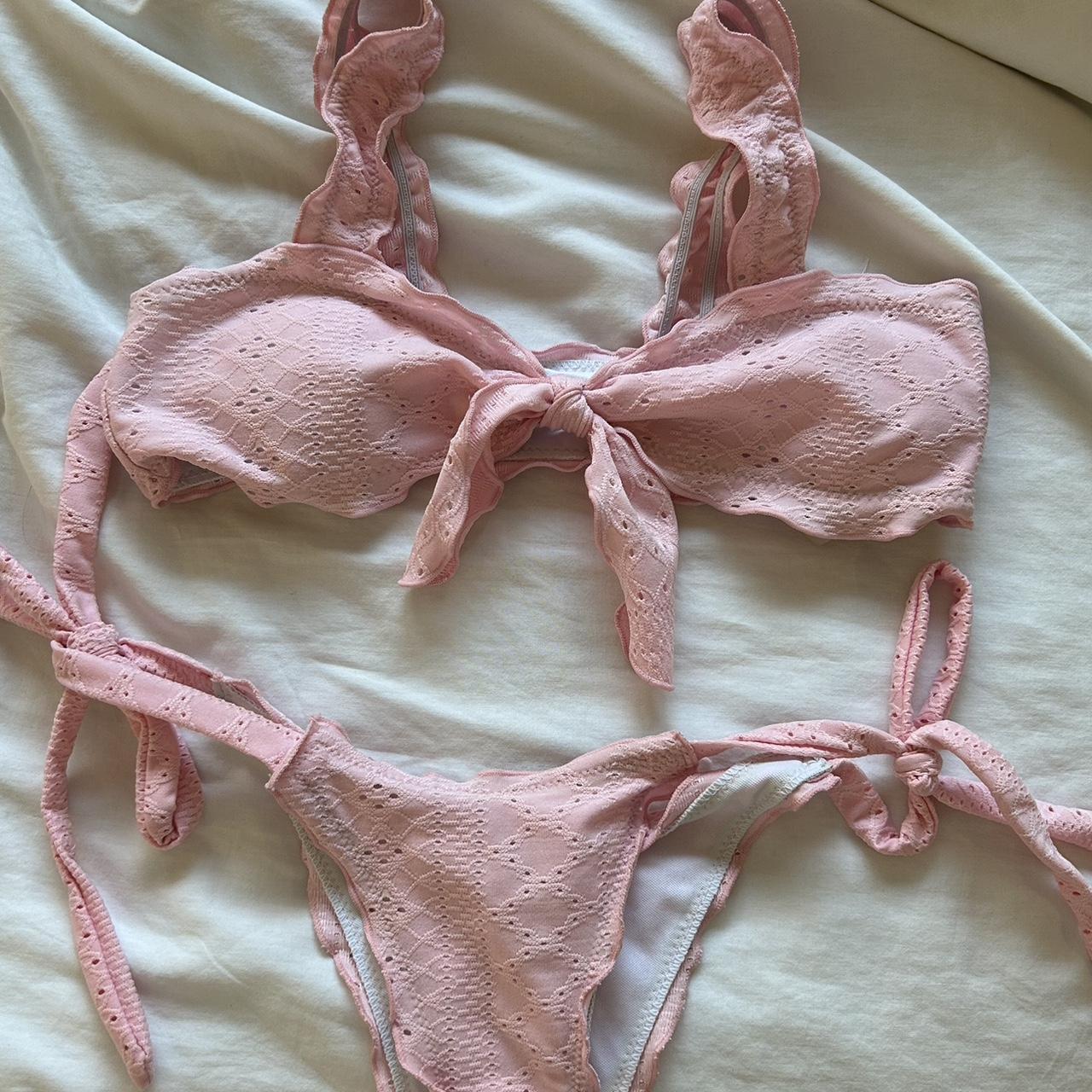 Mega hot Pink holographic bra bikini top Pair with - Depop