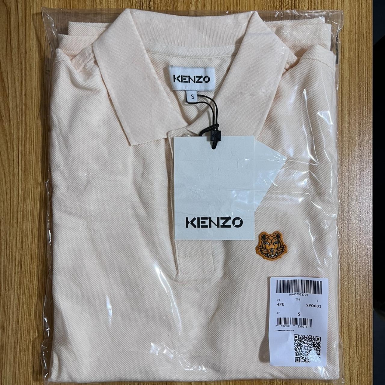 Kenzo Men's Orange and Cream Poloshirts Depop