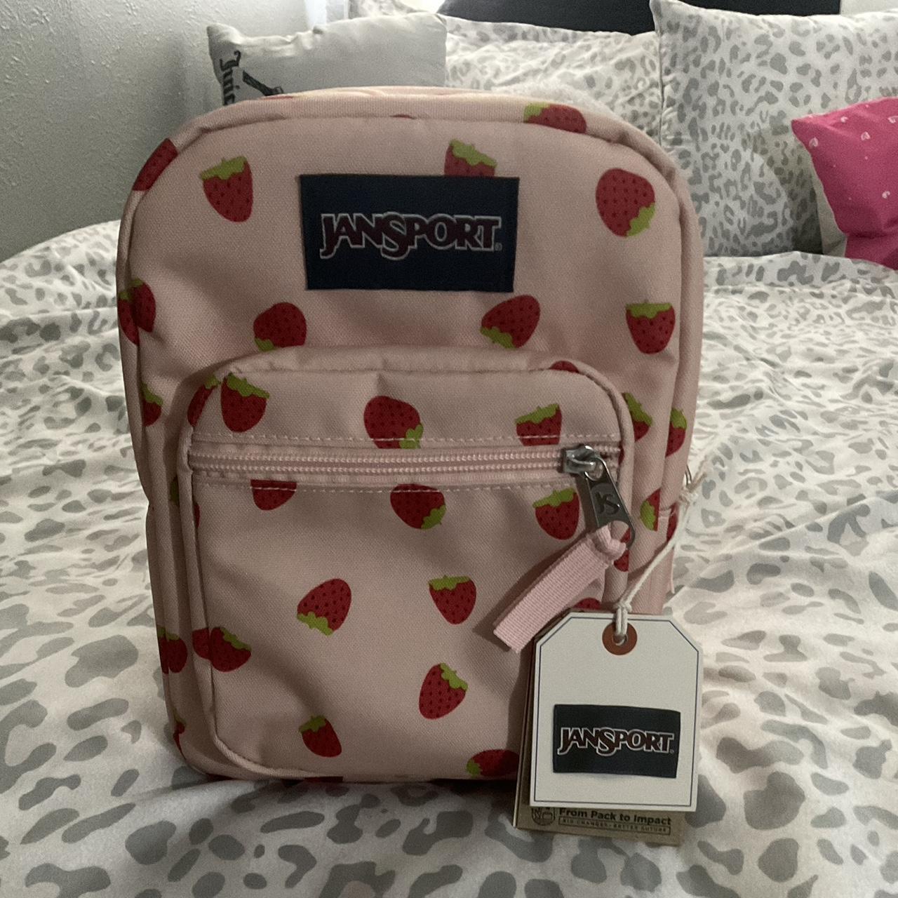 jansport strawberry pink lunchbox backpack Depop