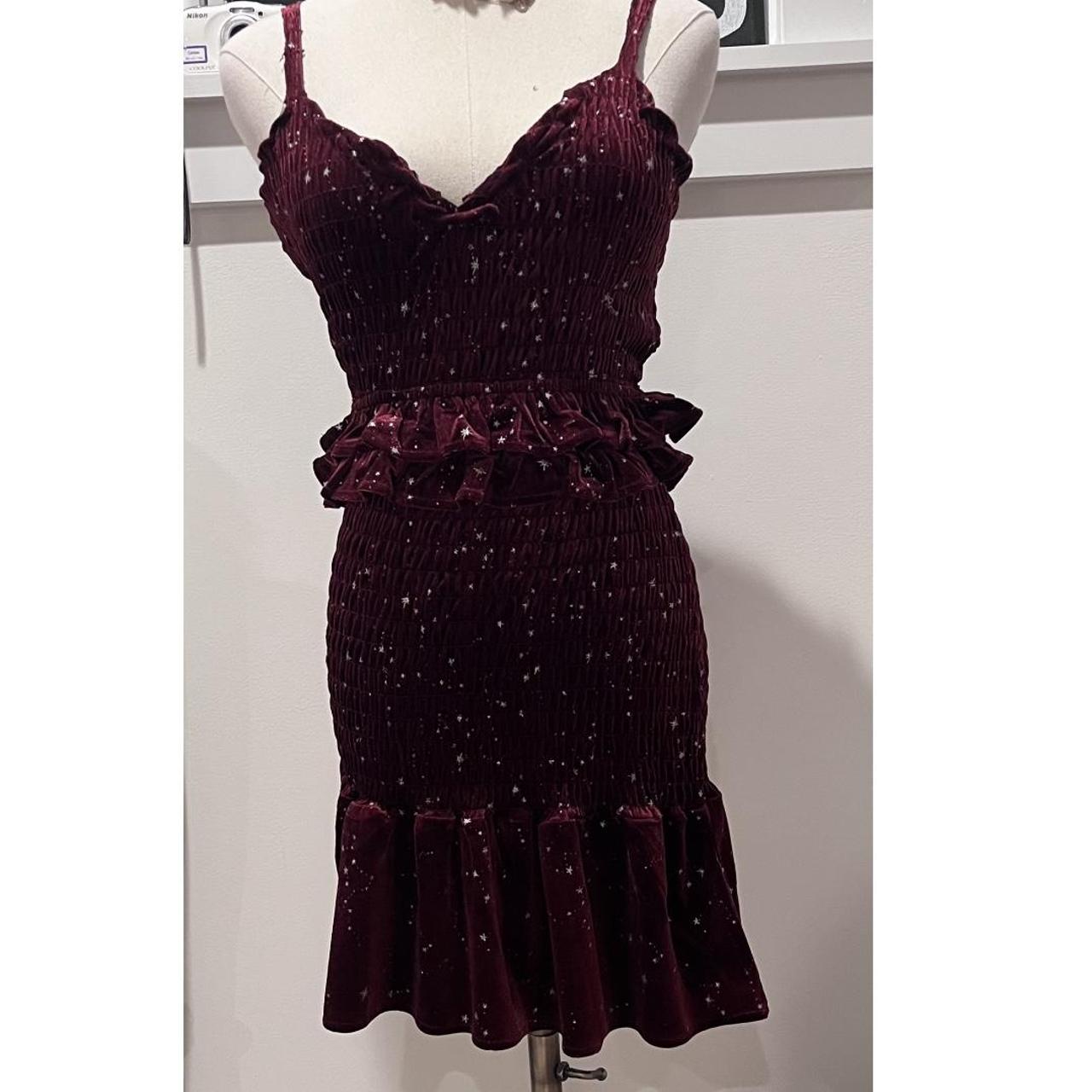 Aqua Women S Red And Burgundy Dress Depop