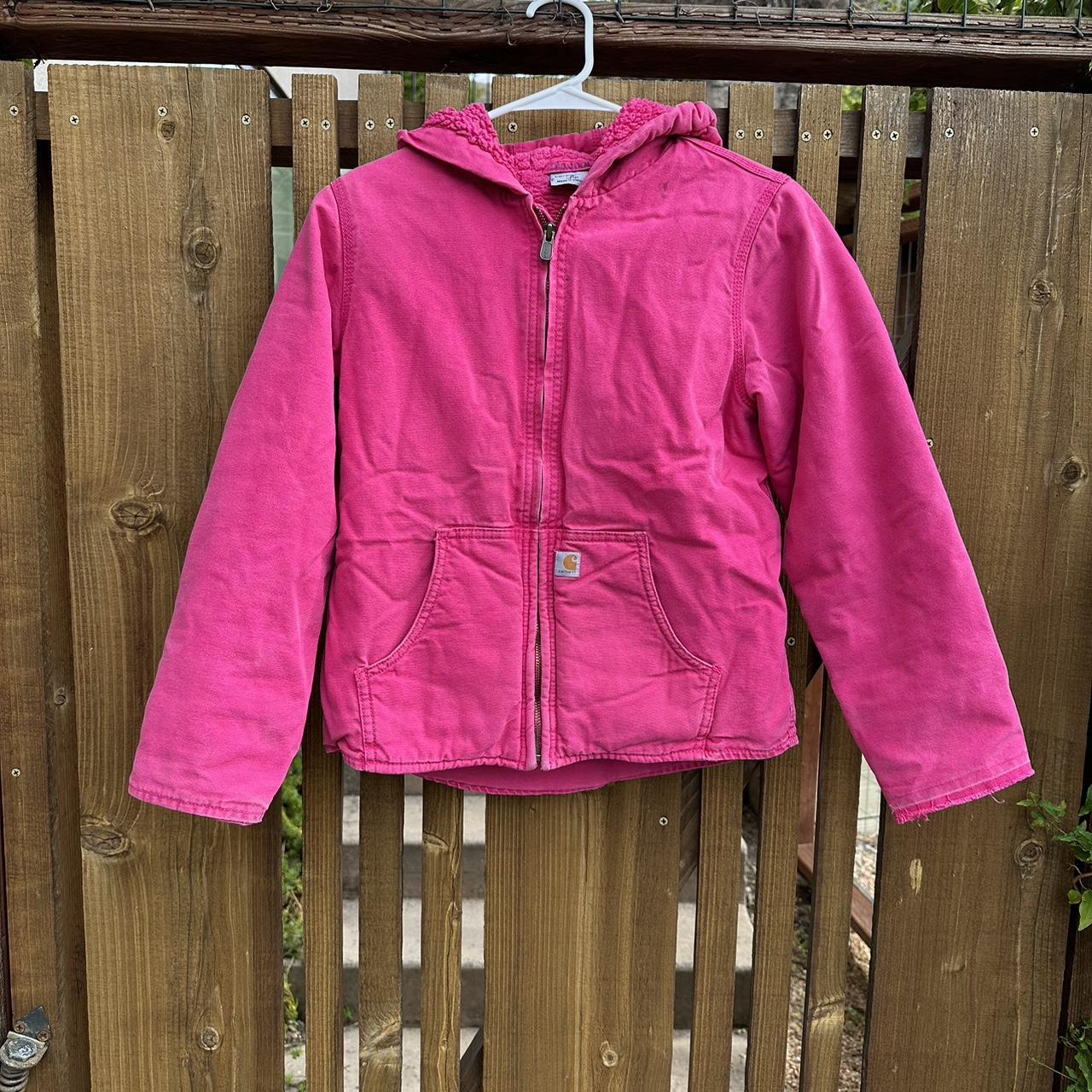 Vintage Pink Carhartt Jacket Rare pink color Size S... - Depop