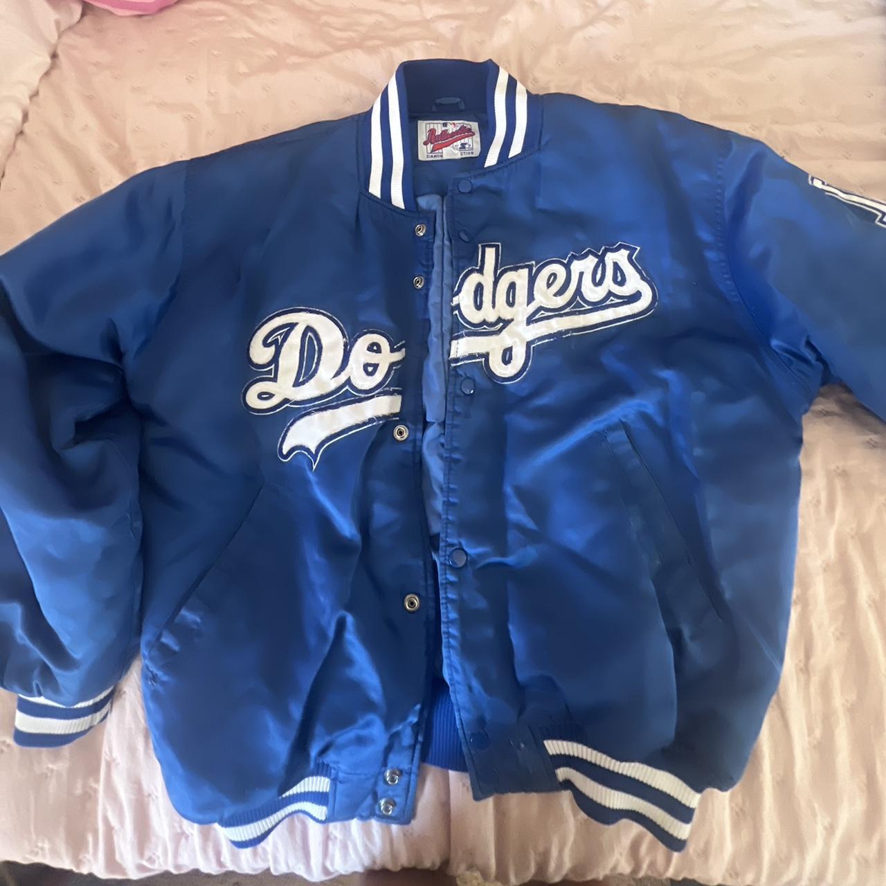 dodgers authentic bomber jacket it has signs of wear... - Depop