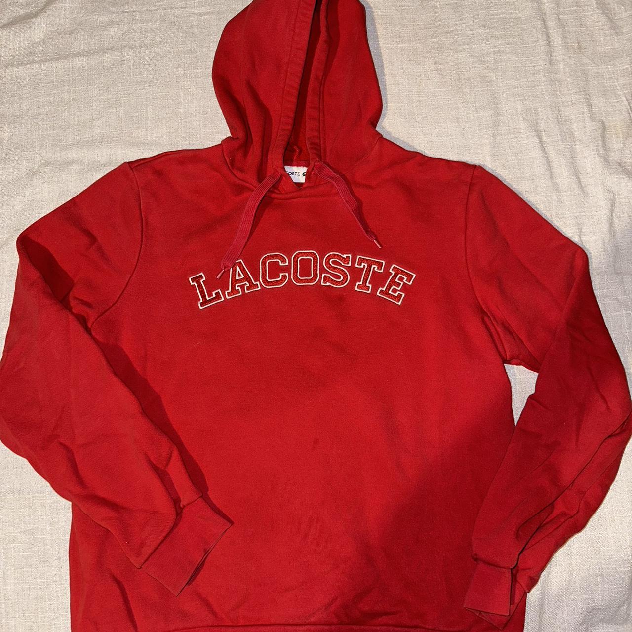 Lacoste hoodie red embroidered Depop
