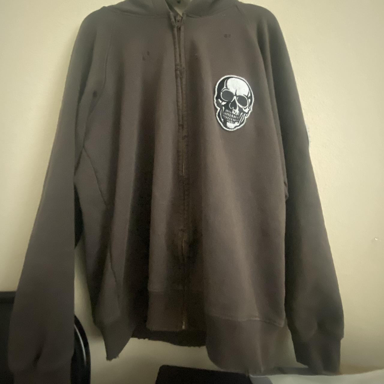 Number nine distressed double skul hoodie - Depop