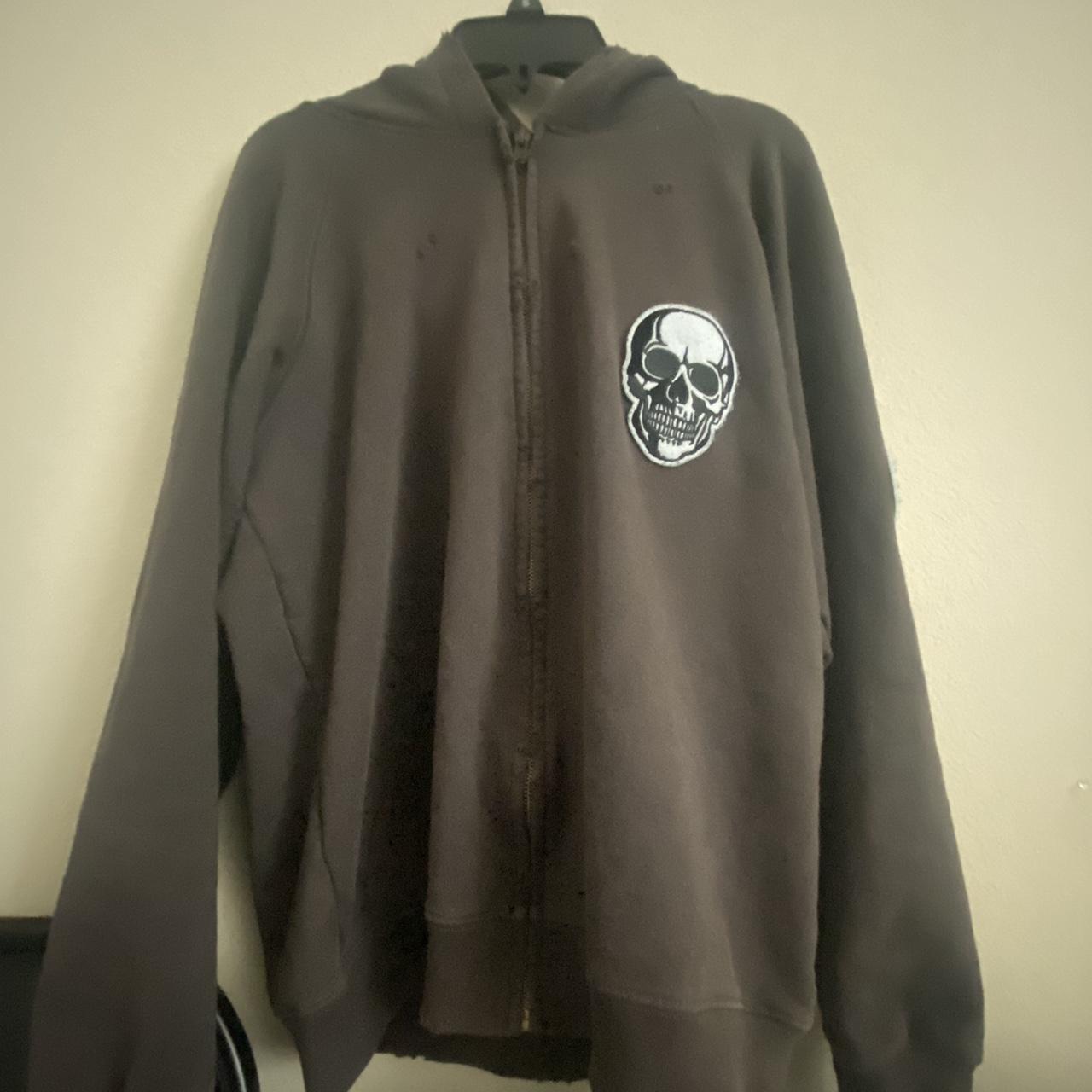 Number nine distressed double skul hoodie - Depop