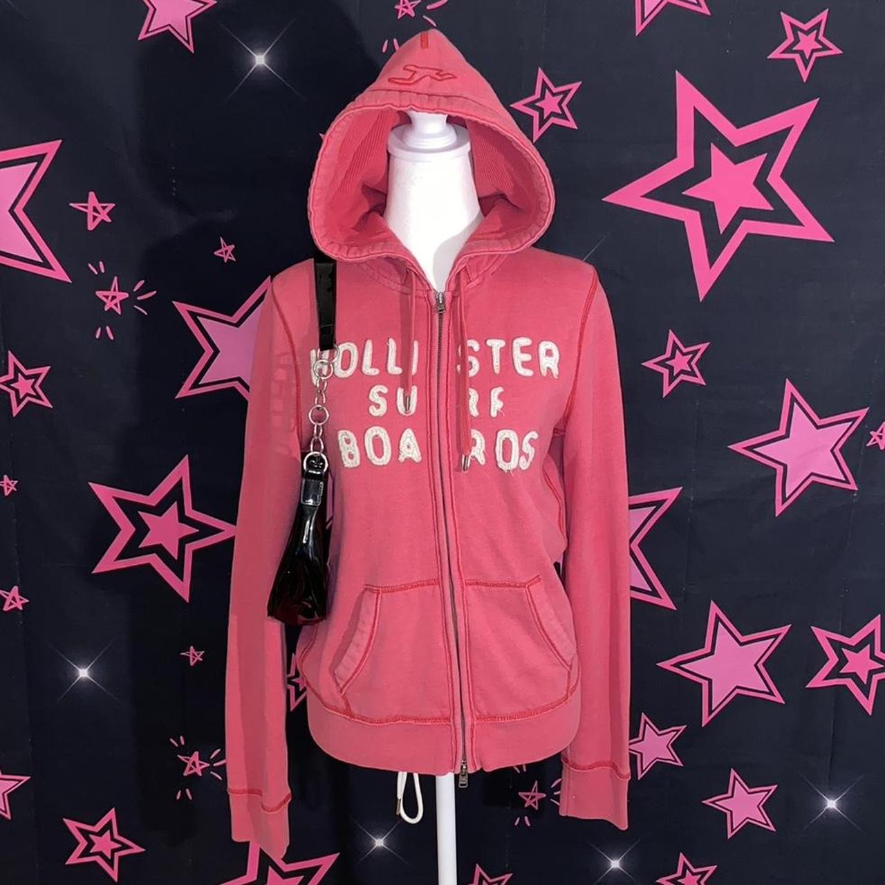 Pink and white hollister hoodie online